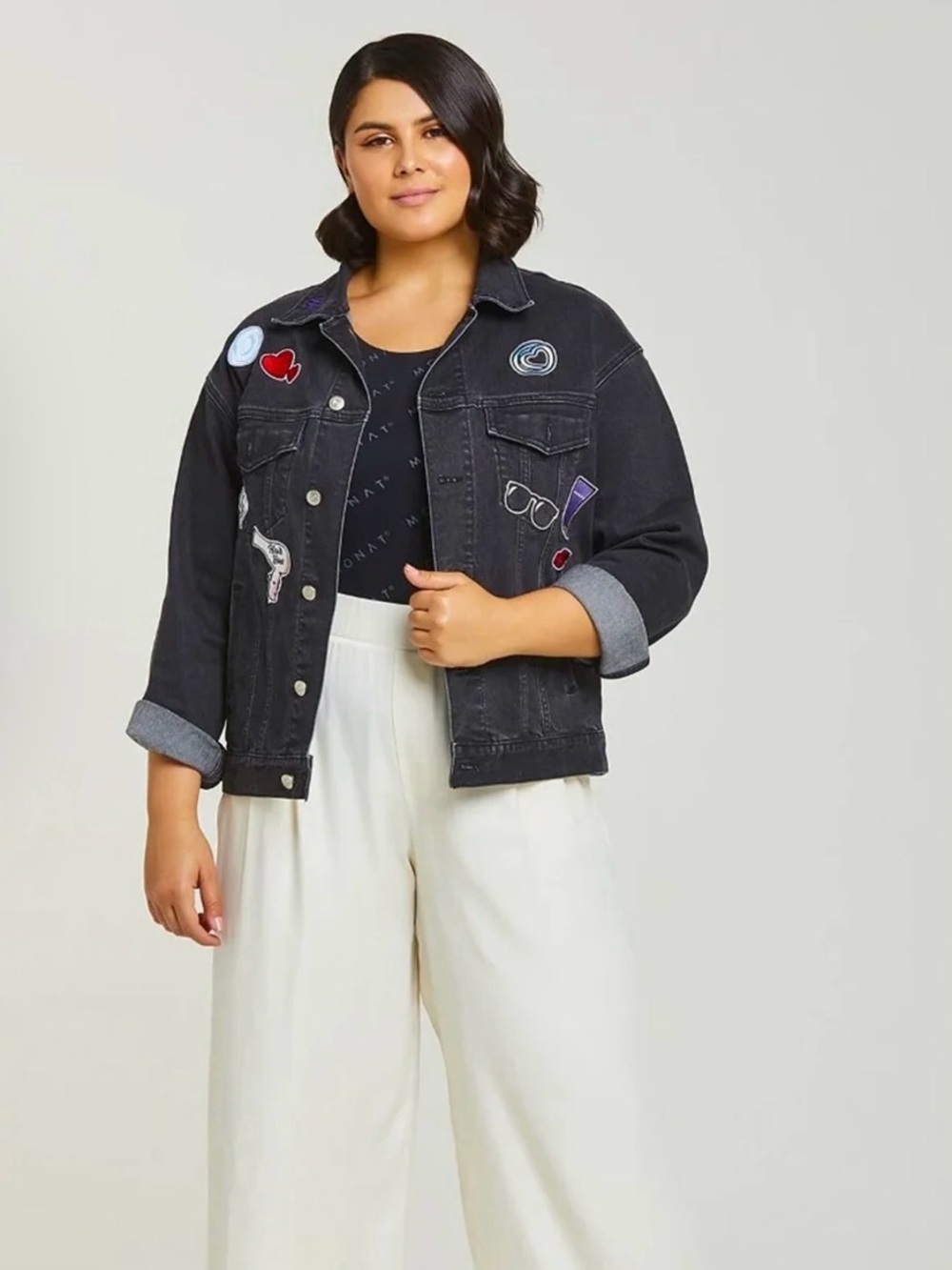 MONAT Fear Us Boss Babe Denim Jacket Size